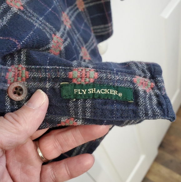 Men's Flyshacker Clothing Co 100% Cotton Blue & Red Plaid Flannel Shirt - Picture 4 of 13